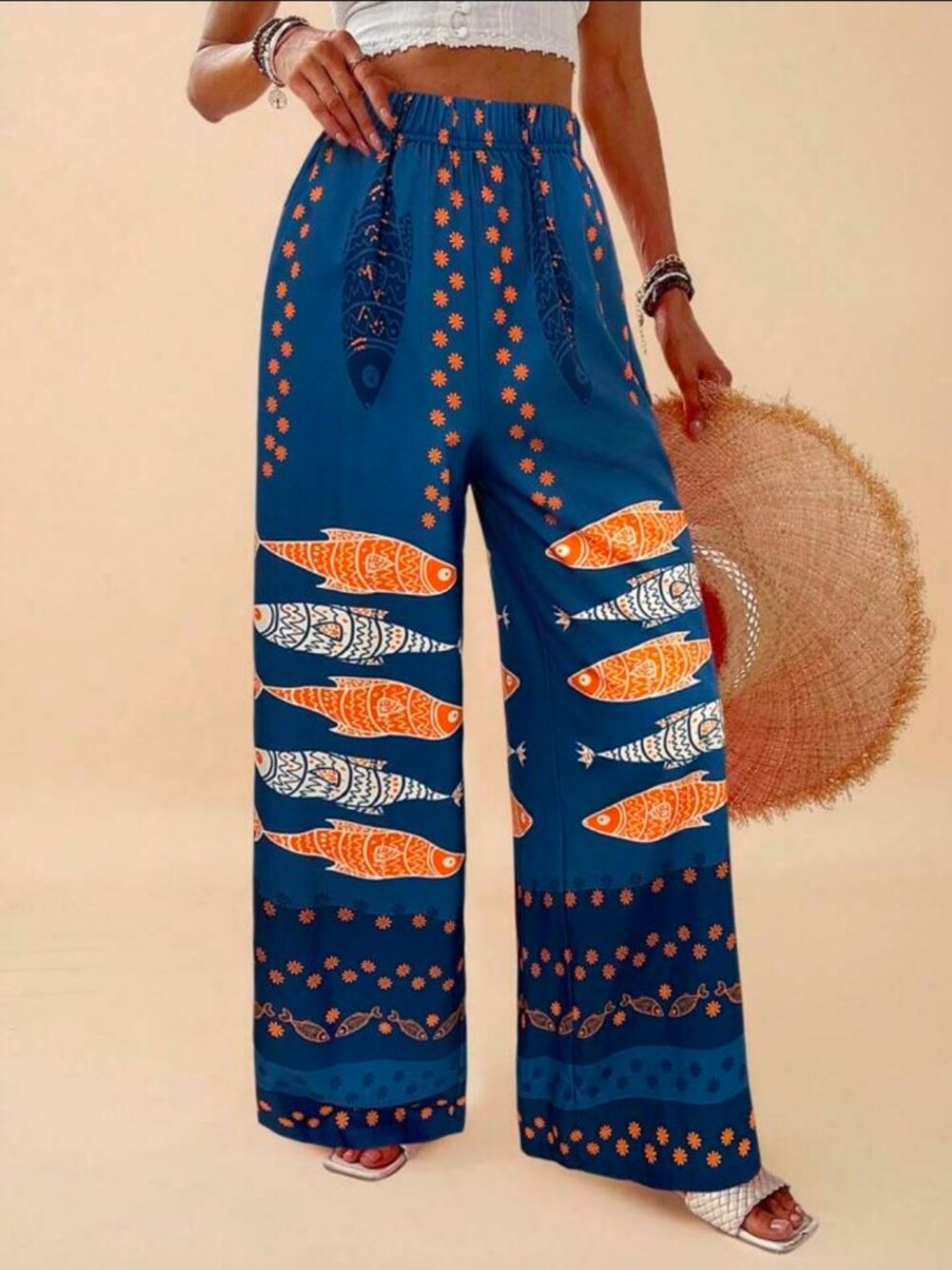 Summer High Waist Wide Leg Pants (M)